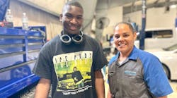 Beret DeWeese, right, has spent 15 years in the automotive aftermarket, and is currently working as a technician and trainer at Wynne Ford in Hampton, Virginia.